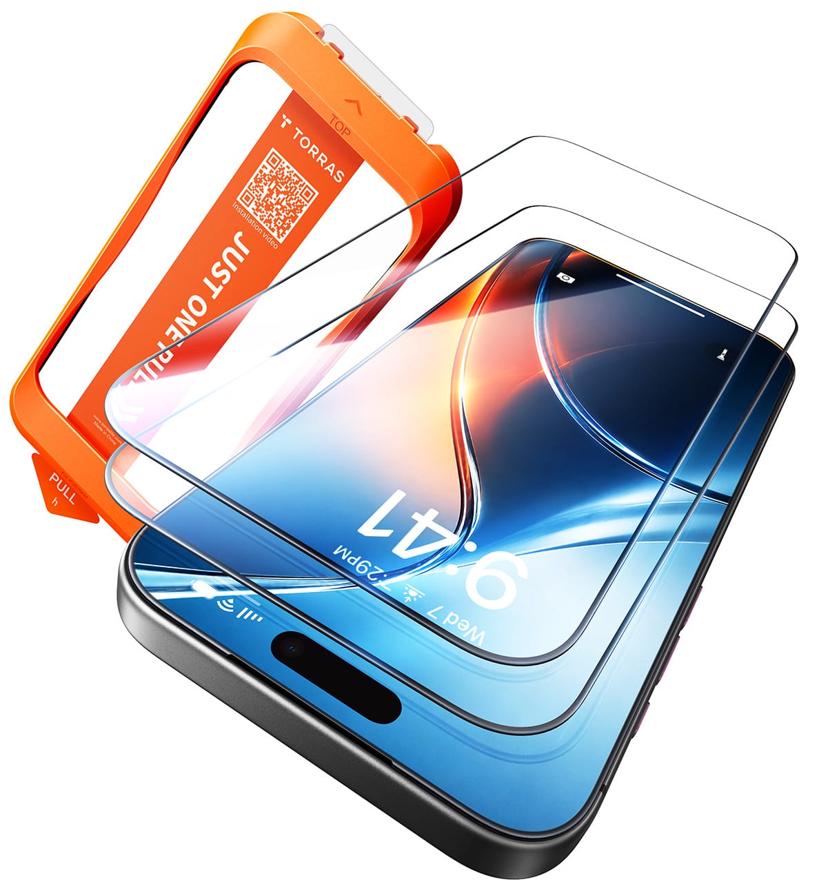 TORRAS For iPhone 2026 Pro ガラスフィルム 航空宇宙強化ガラス 10H 米軍規格 超簡単貼付 衝撃吸収 自動除塵｜気泡対策｜全面保護｜エッジ浮きを抑える｜クリア｜ケースに対応｜指紋防止｜高感度｜すべすべ 2枚｜6.3インチ｜For いphone 2026  Pro フィルム｜ガラスッキリ(Glassukkiri )