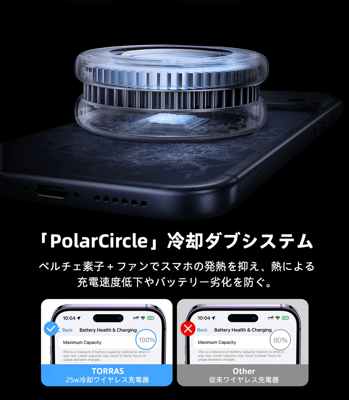 Ostand PolarCircle Qi2.2 ワイヤレス充電器 | 冷却充電、バッテリーを