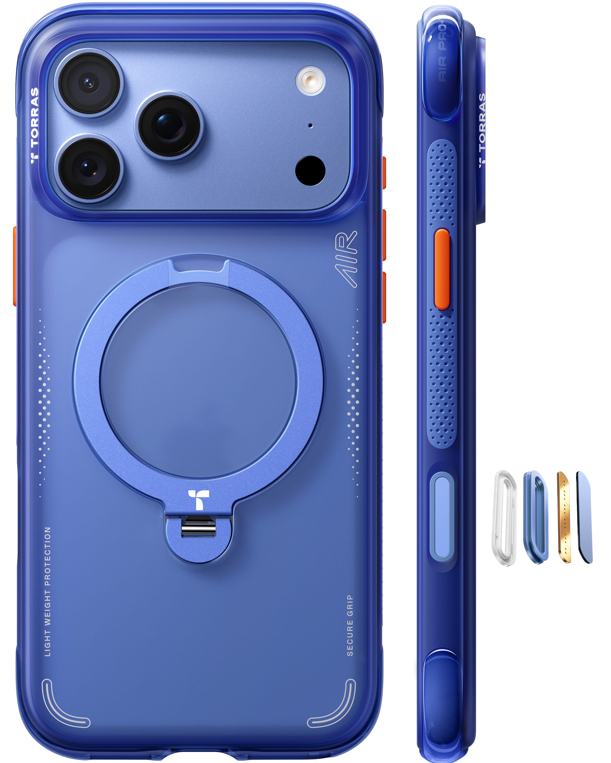 TORRAS Ostand Q3 Air iPhone 2026 Pro Max 6.9 インチ 用 ケース【エアバッグ 超強保護・米軍 MIL規格 】リング スタンド MagSafe対応 360°定点回転 縦横両対応 MagSafe対応 カメラコントロールボタン付き ワイヤレス充電 登山・アウトドア活動
