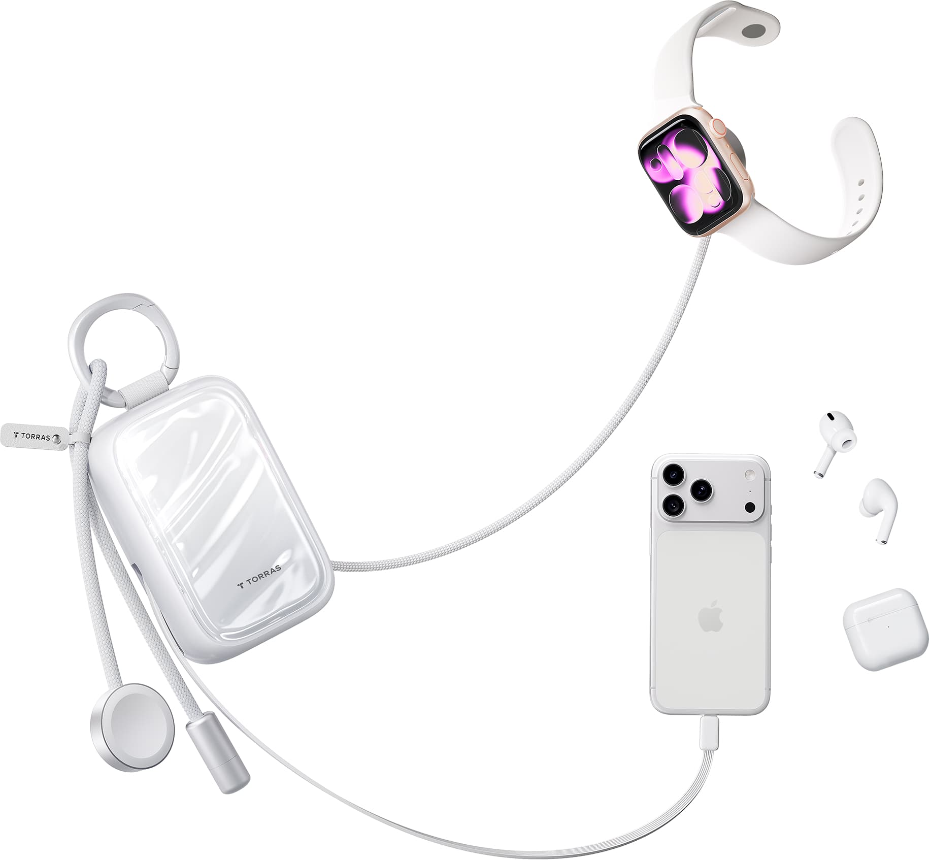 PearlGo 巻き取り2in1モバイルバッテリー10000mAh｜ Iphone&Apple