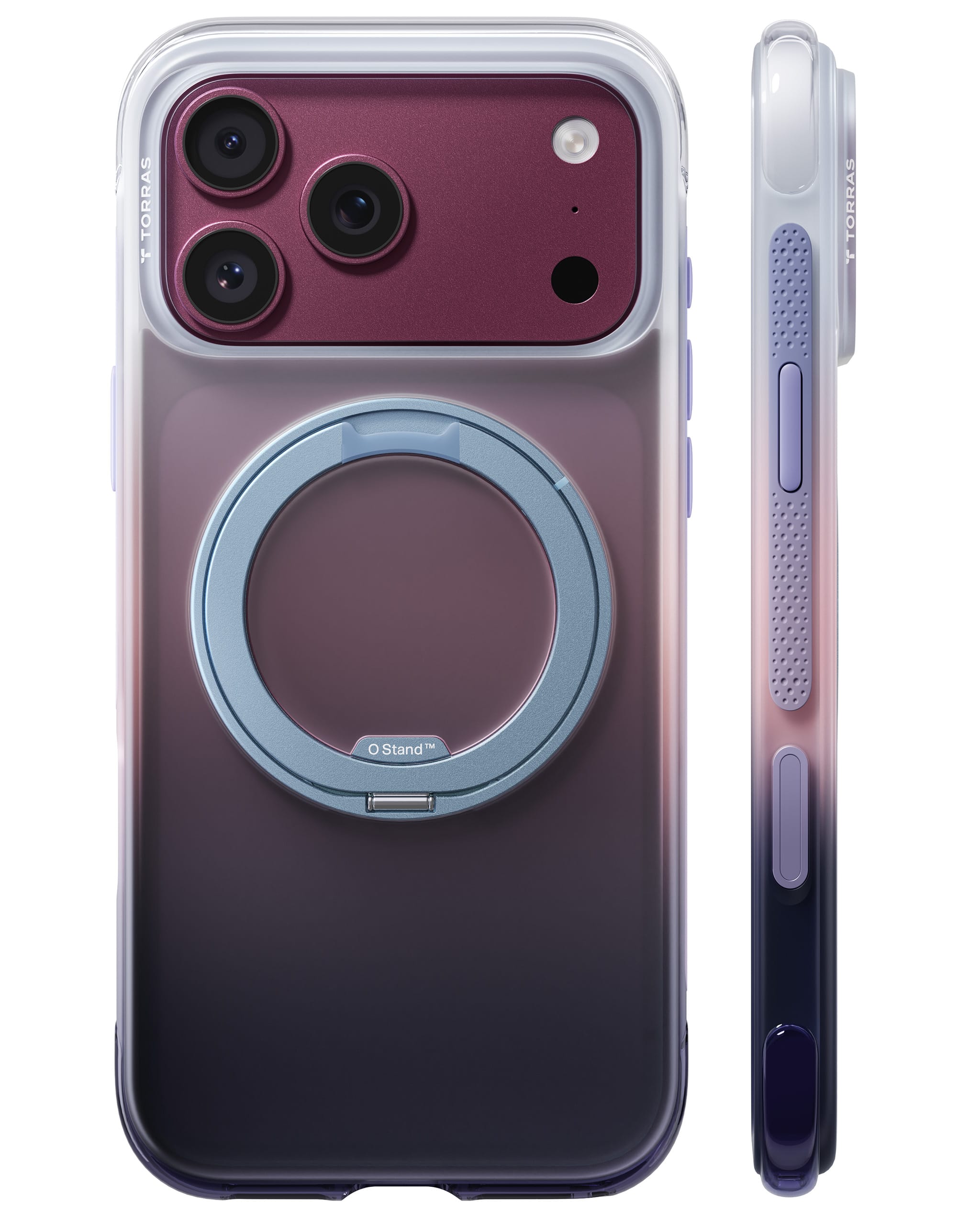 TORRAS iPhone 2026 Pro 用 ケース MagSafe対応 360°回転スタンド 縦横両対応 ワイヤレス充電 日常の記録・撮影に最適 軽量 耐衝撃 指紋防止 Ostand O3 Air【エアバッグ保護・自然に溶け込むグラデーション】