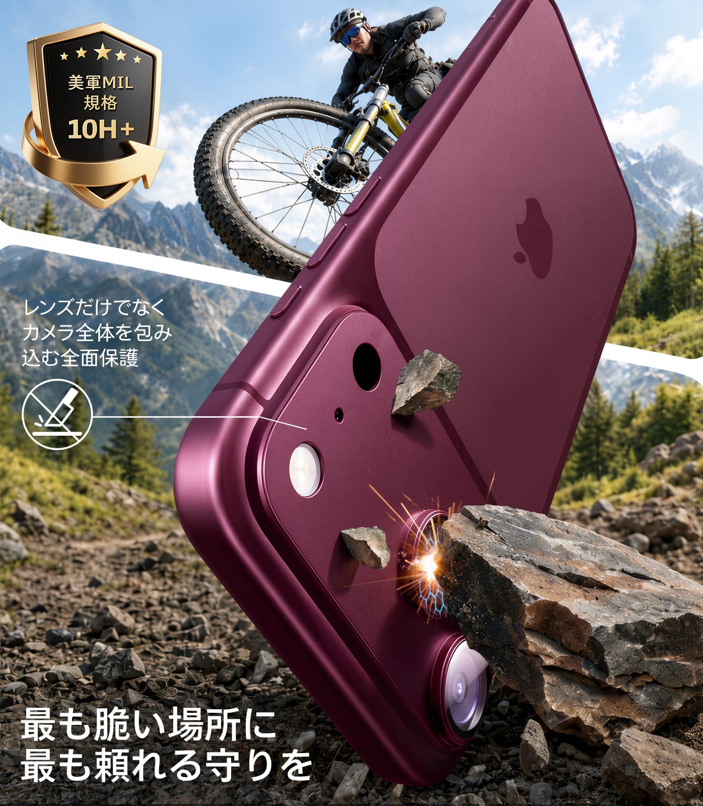 TORRAS For iPhone 2026 Pro Max カメラフィルム レンズカバー【全面保護 10H強化】  アルミ合金 金属仕上がり ARアンチグレア  透過率99%以上 航空宇宙素材 極薄 米軍規格 傷/褪色/指紋防止 1枚セット いPhone2026 Pro Max 専用 カメラフィルム ディープブルー CameraGo