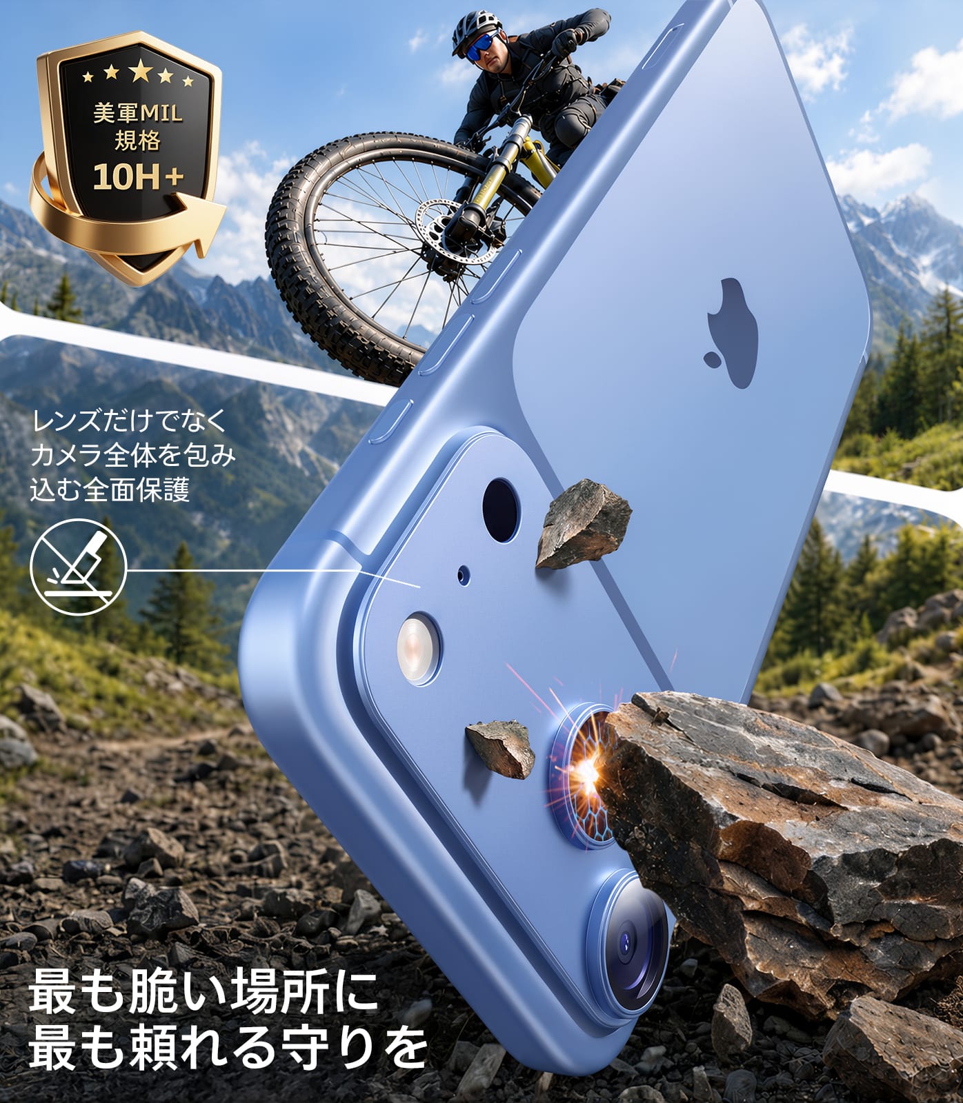 TORRAS For iPhone 2026 Pro Max カメラフィルム レンズカバー【全面保護 10H強化】  アルミ合金 金属仕上がり ARアンチグレア  透過率99%以上 航空宇宙素材 極薄 米軍規格 傷/褪色/指紋防止 1枚セット いPhone2026 Pro Max 専用 カメラフィルム ディープブルー CameraGo