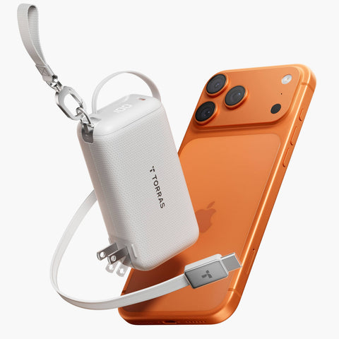 FlexLine 3-in-1 Cube モバイルバッテリー 10000mAh　自動巻き取り式ケーブル内蔵 コンセント一体型