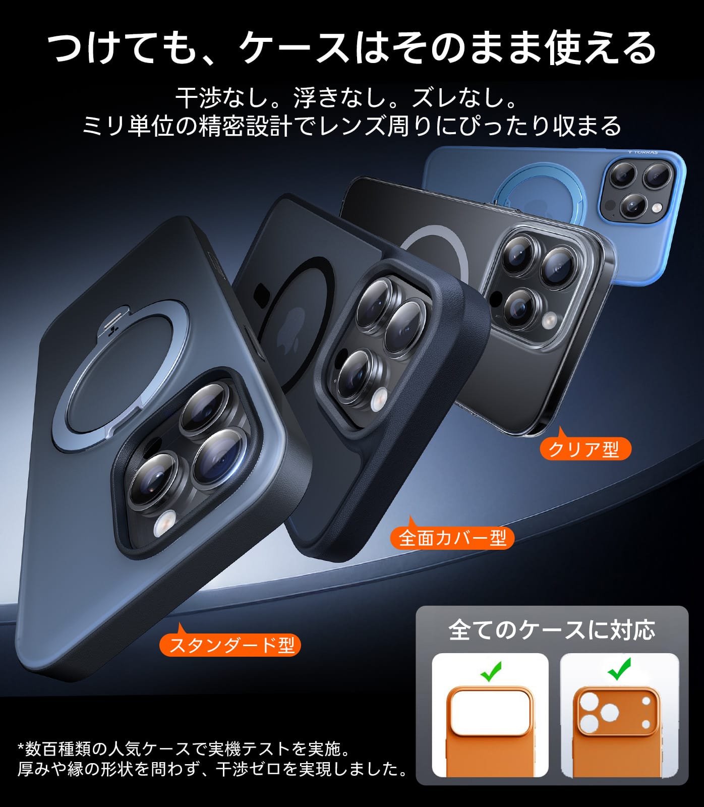 TORRAS For iPhone 16 Pro / 16 Pro Max 用 カメラ保護 【撮影もデザインそのまま・曇らない】 レンズカバー アンチグレア 露出オーバー防止 キズ防止 米軍 MIL 規格 宇宙航空素材 黒縁取り 1セット カメラカバー ブラックチタニウム ZeroLens
