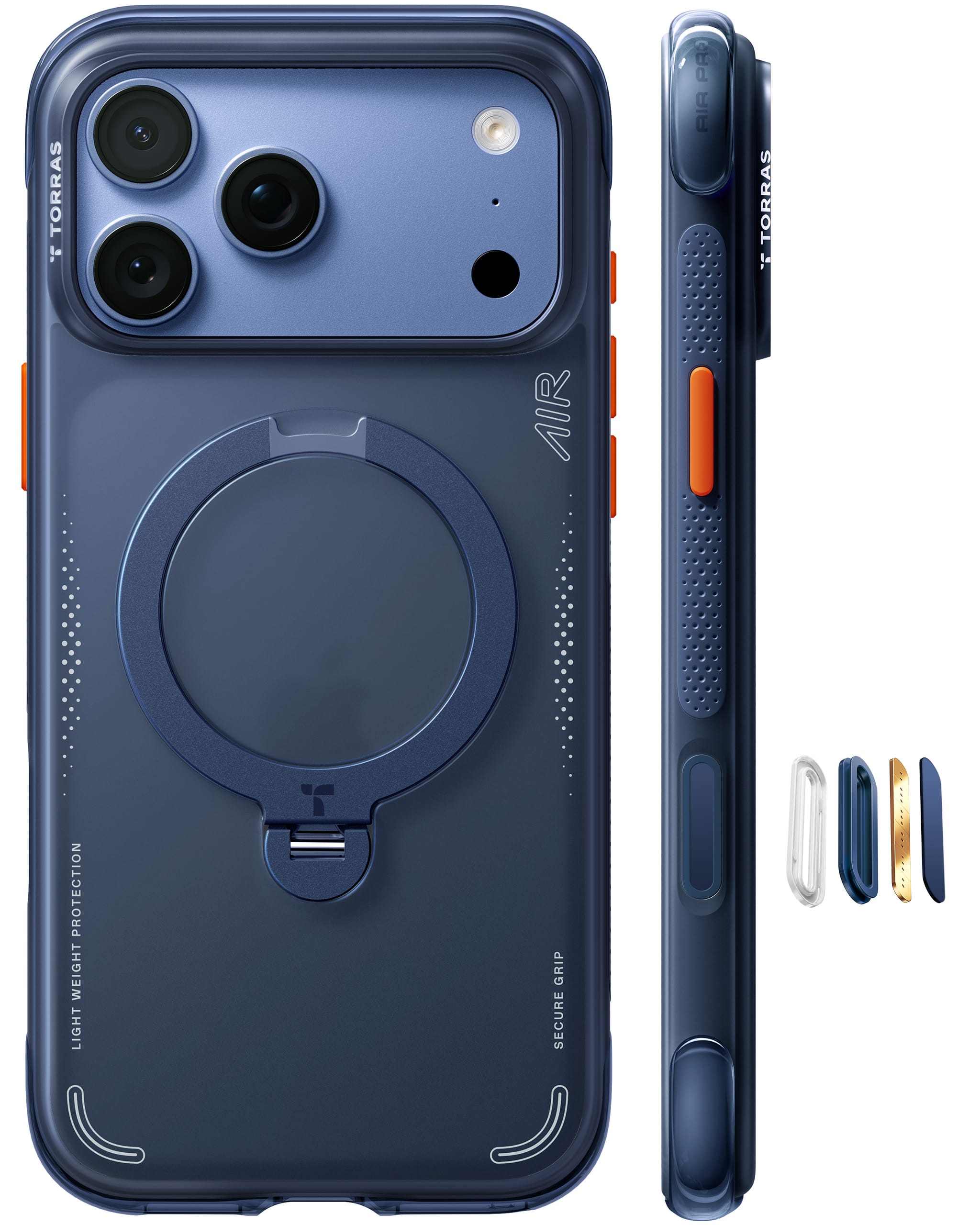 TORRAS Ostand Q3 Air iPhone 2026 Pro 6.3 インチ 用 ケース【エアバッグ 超強保護・米軍 MIL規格 】リング スタンド MagSafe対応 360°定点回転 MagSafe対応 縦横両対応 ワイヤレス充電 カメラコントロールボタン付き 登山・アウトドア活動