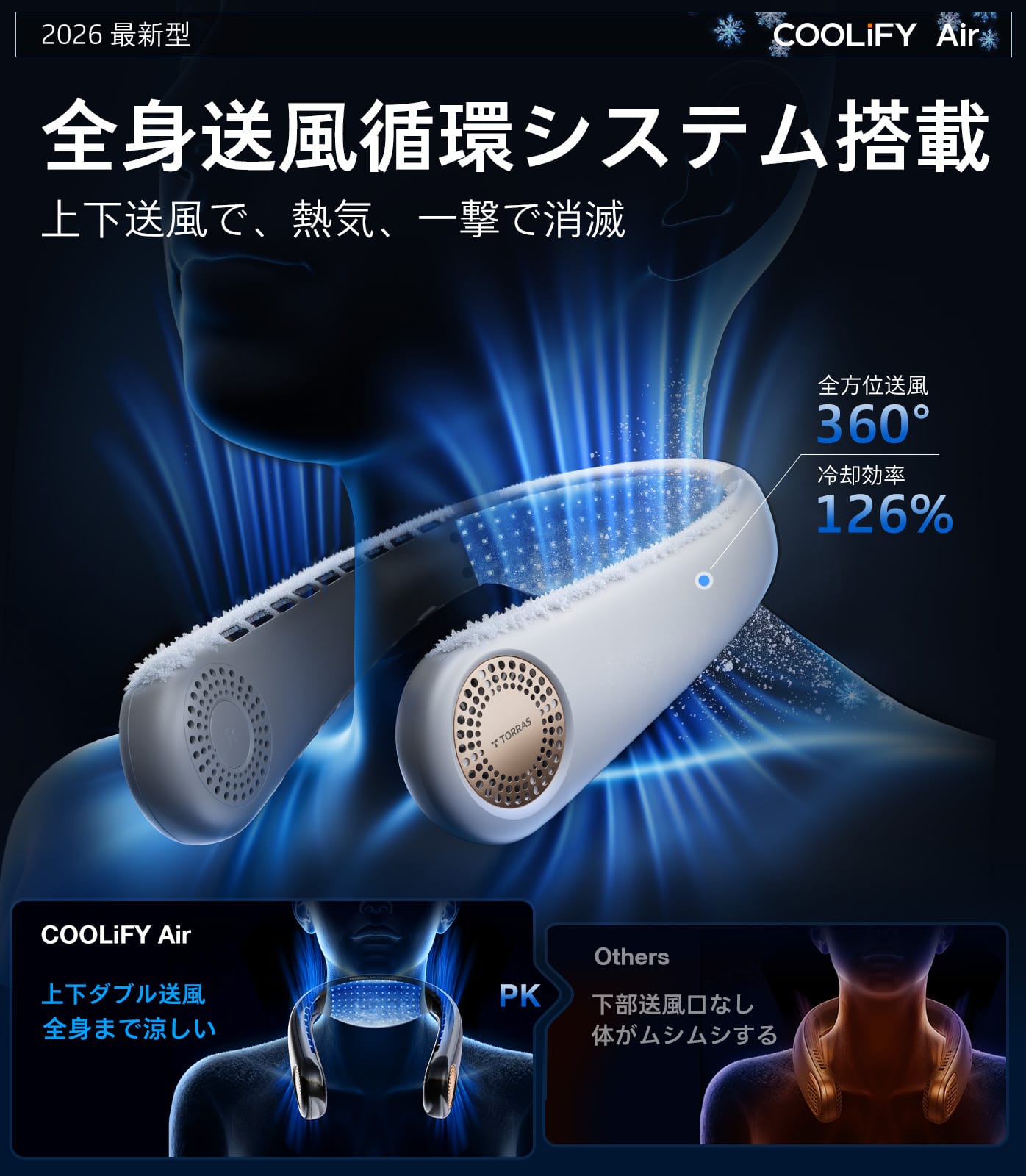 TORRAS COOLIFY 3 ウェアラブルエアコン　冷却&温風 初心者向けネッククーラー！COOLiFY Air - 軽量で快適なウェアラブル