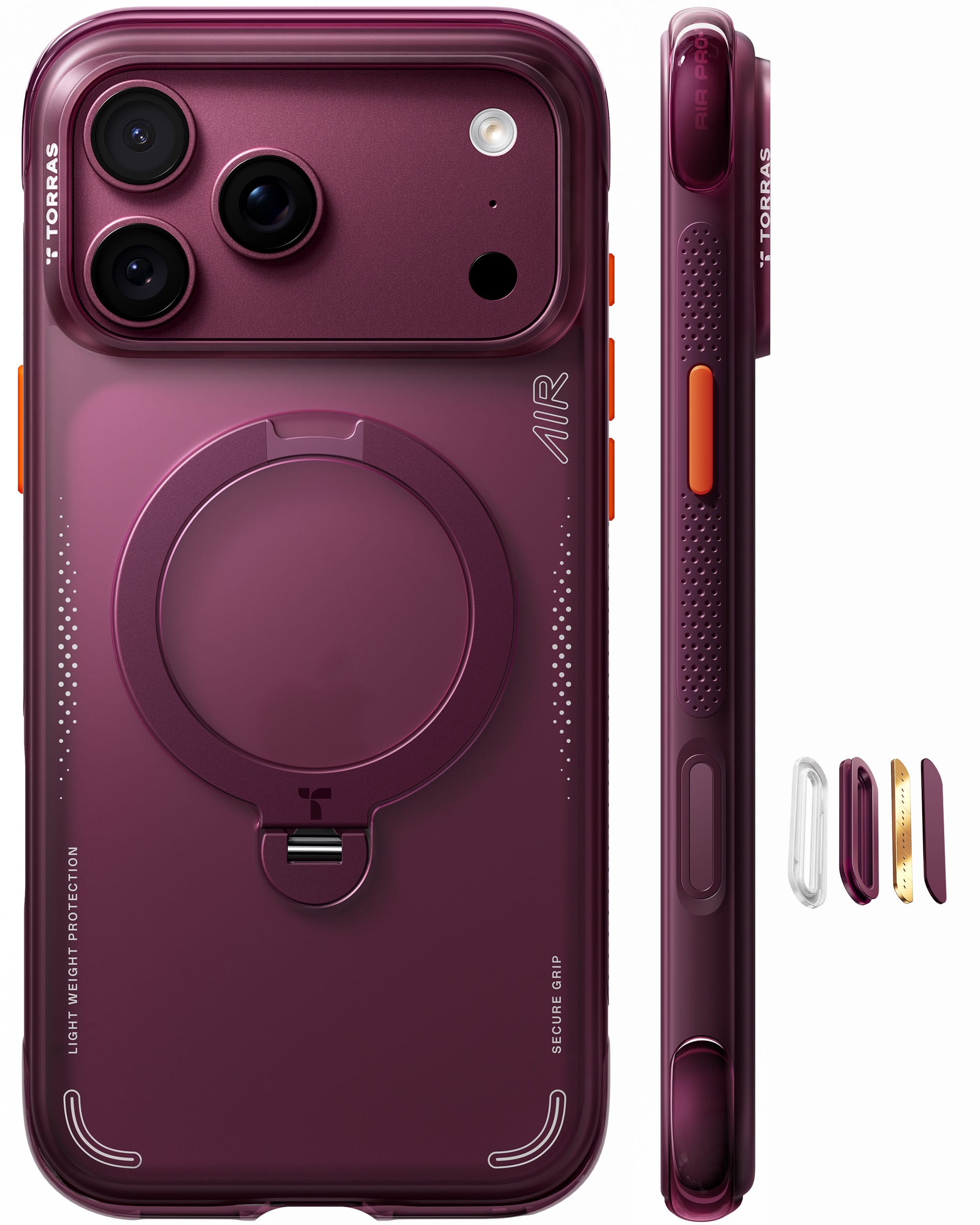 TORRAS Ostand Q3 Air iPhone 2026 Pro 6.3 インチ 用 ケース【エアバッグ 超強保護・米軍 MIL規格 】リング スタンド MagSafe対応 360°定点回転 縦横両対応 ワイヤレス充電 MagSafe対応 カメラコントロールボタン付き 登山・アウトドア活動