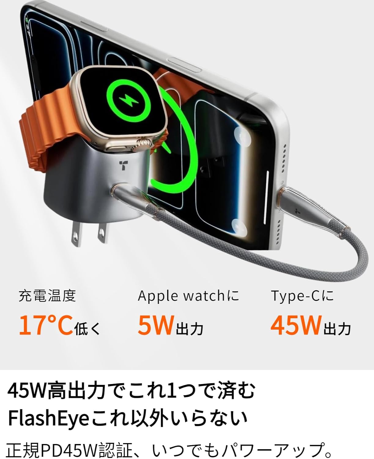 TORRAS FlashEye 45W 多機能充電器 FlashEye 45W マルチ急速充電器 | iPhone & Apple Watch – TORRAS-JP