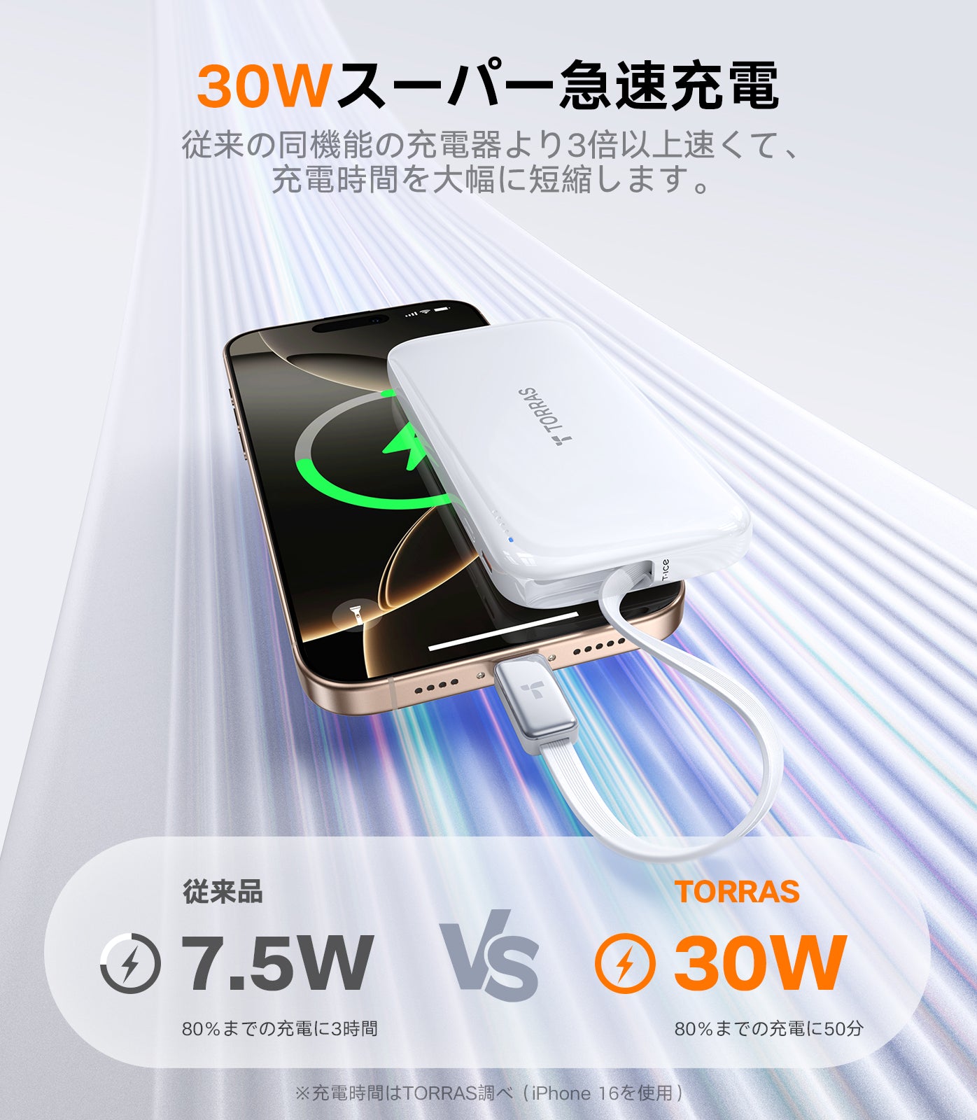 【最強巻き取り式】TORRAS FlexLineモバイルバッテリー1万mAh 最強巻き取り式】TORRAS FlexLine モバイルバッテリー 10000mAh