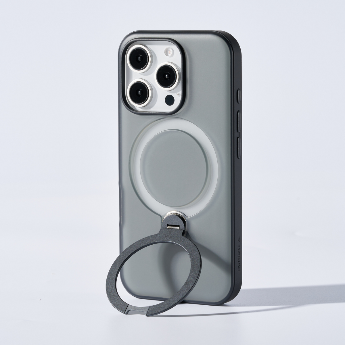 TORRAS iPhone 15 Pro ケース 360° ゼンマイ式スタンド iPhone 15 Pro|ゼンマイ式スタンドケース|Magsafe対応|スタンド
