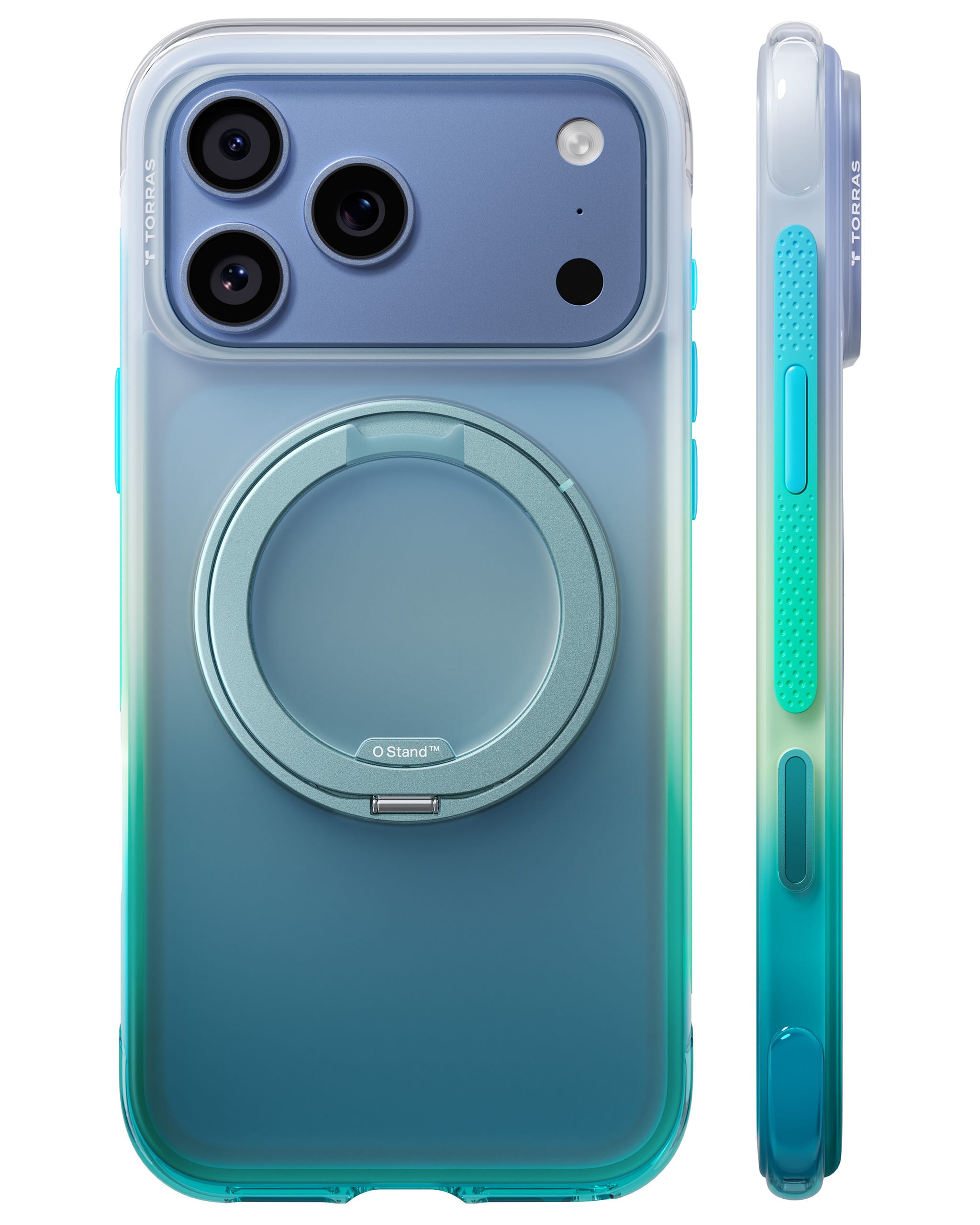 TORRAS iPhone 2026 Pro 用 ケース MagSafe対応 360°回転スタンド 縦横両対応 ワイヤレス充電 日常の記録・撮影に最適 軽量 耐衝撃 指紋防止 Ostand O3 Air【エアバッグ保護・自然に溶け込むグラデーション】