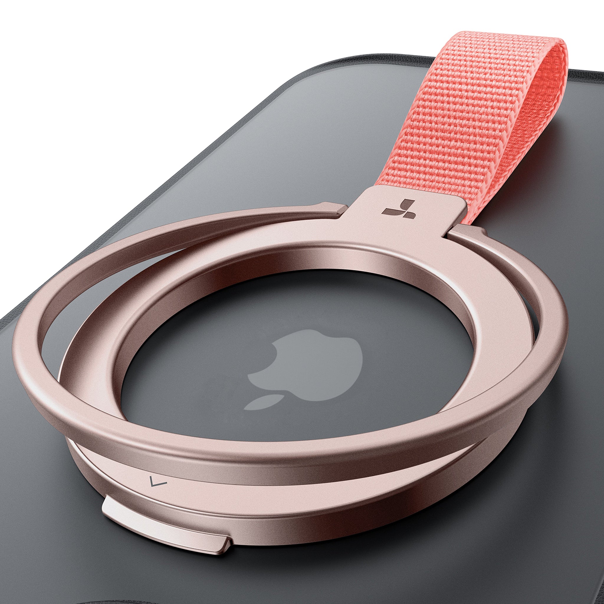 OmniRing ローズゴールド磁気スマートフォンリング ピンクストラップ付き iPhone用