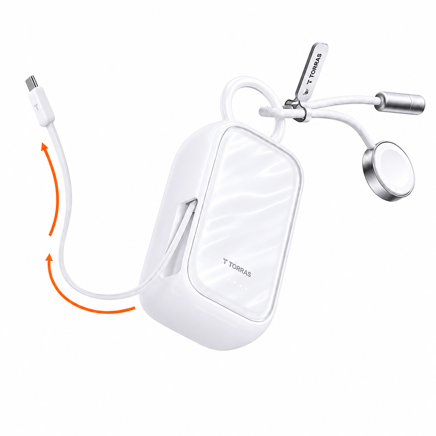 Apple モバイルバッテリー PearlGo 巻き取り2in1モバイルバッテリー10000mAh｜ Iphone&Apple