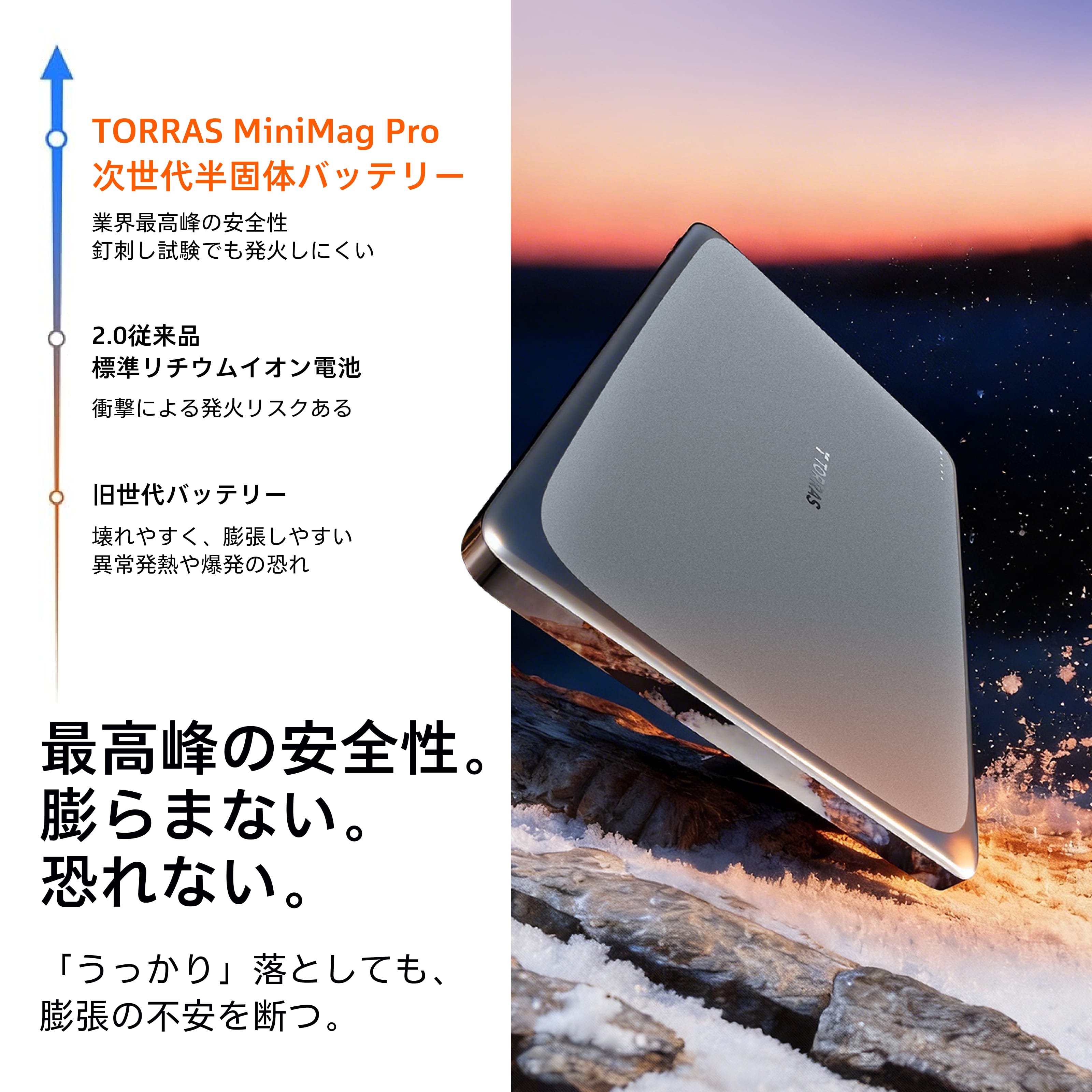 MiniMag Pro 半固体 MagSafeモバイルバッテリー ｜釘刺し試験クリア