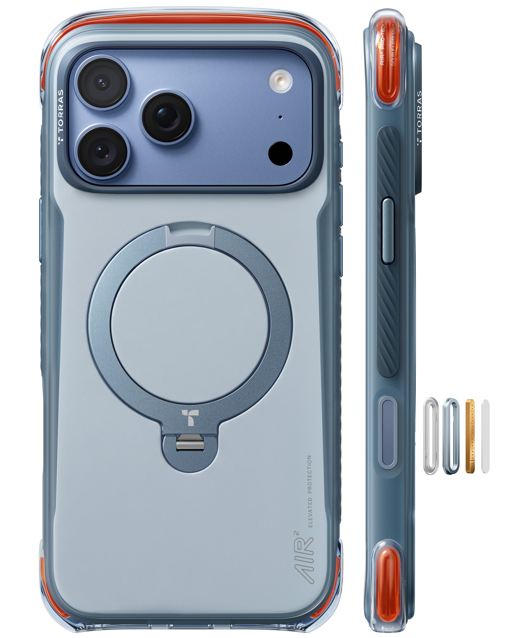 TORRAS Ostand Q3 Air Pro iPhone 2026 Pro Max 用 ケース 6.3 インチ【Air² Pro TECH™・米軍規格4倍耐衝撃】エアバッグ MagSafe対応 ワイヤレス充電対応 縦横両対応 360°回転スタンド カメラ保護 カメラコントロールボタン付き