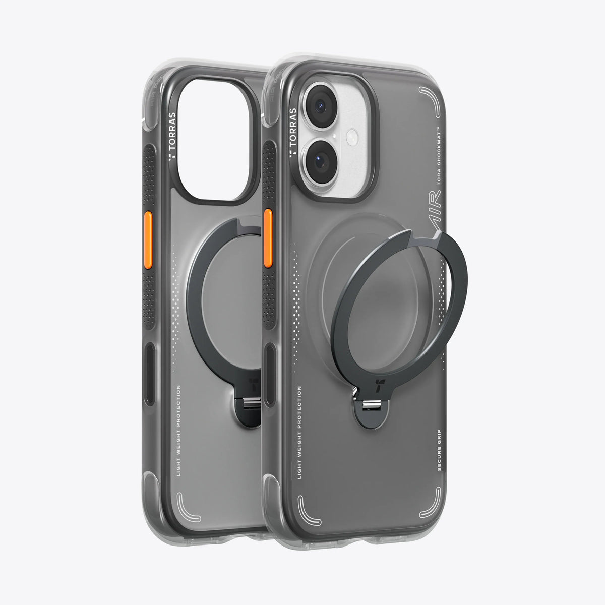 TORRAS Ostand Q3 Air Pro iPhoneケース、リングスタンド付き、MagSafe対応、クリアグレー、「Light Weight Protection」を搭載。