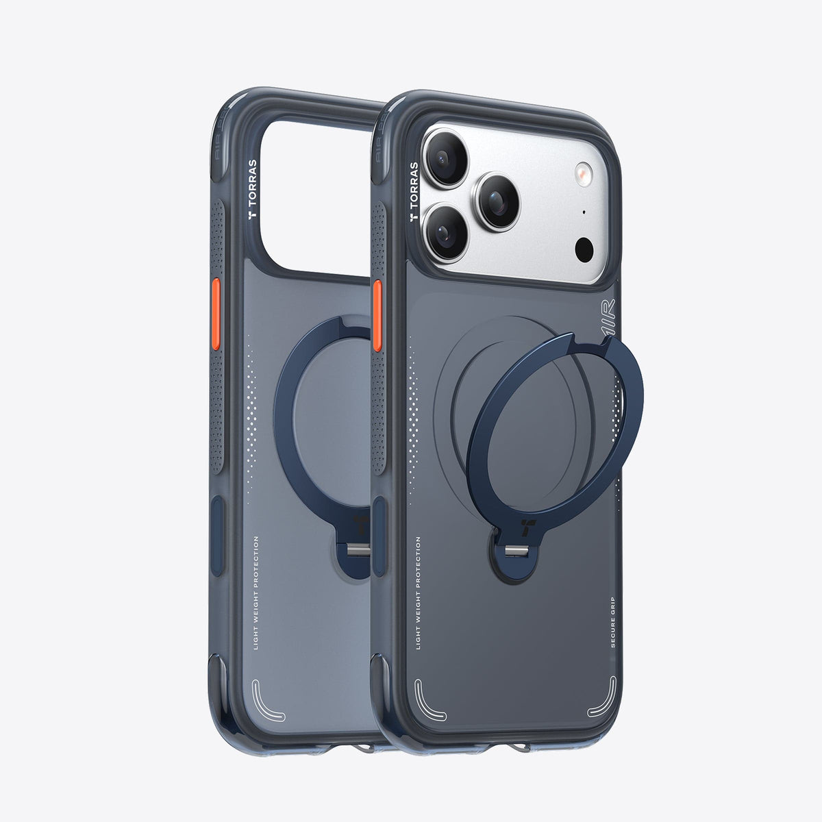 TORRAS Ostand Q3 Air ダークブルー iPhone ケース MagSafe リングスタンド付き