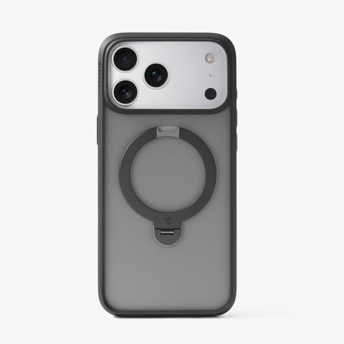 Ostand Q3 Spin Stand Case: 半透明グレー、MagSafe対応リングスタンド。