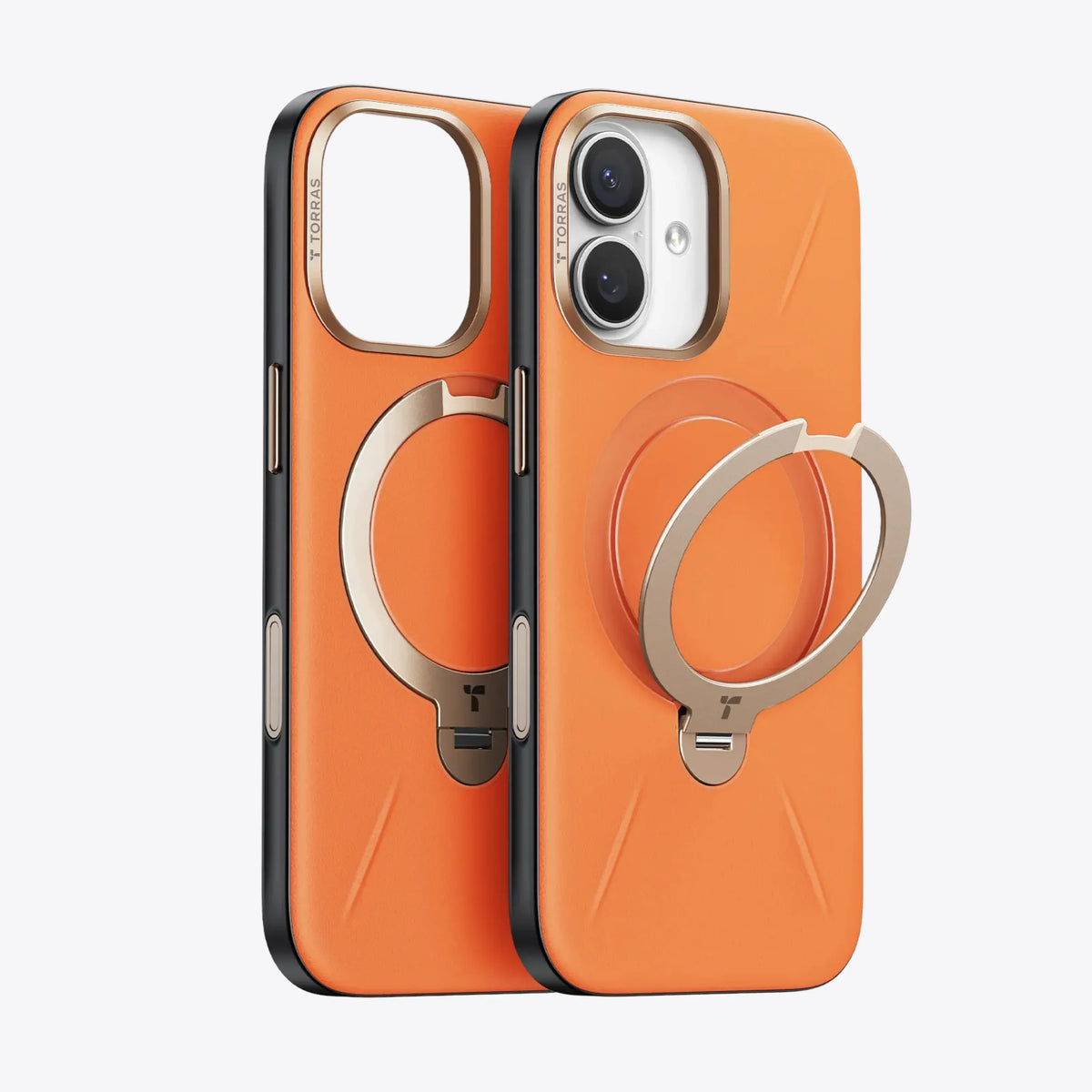 Premium Ostand Q3 オレンジレザートーンケース、リングスタンド付き、T TORRAS。