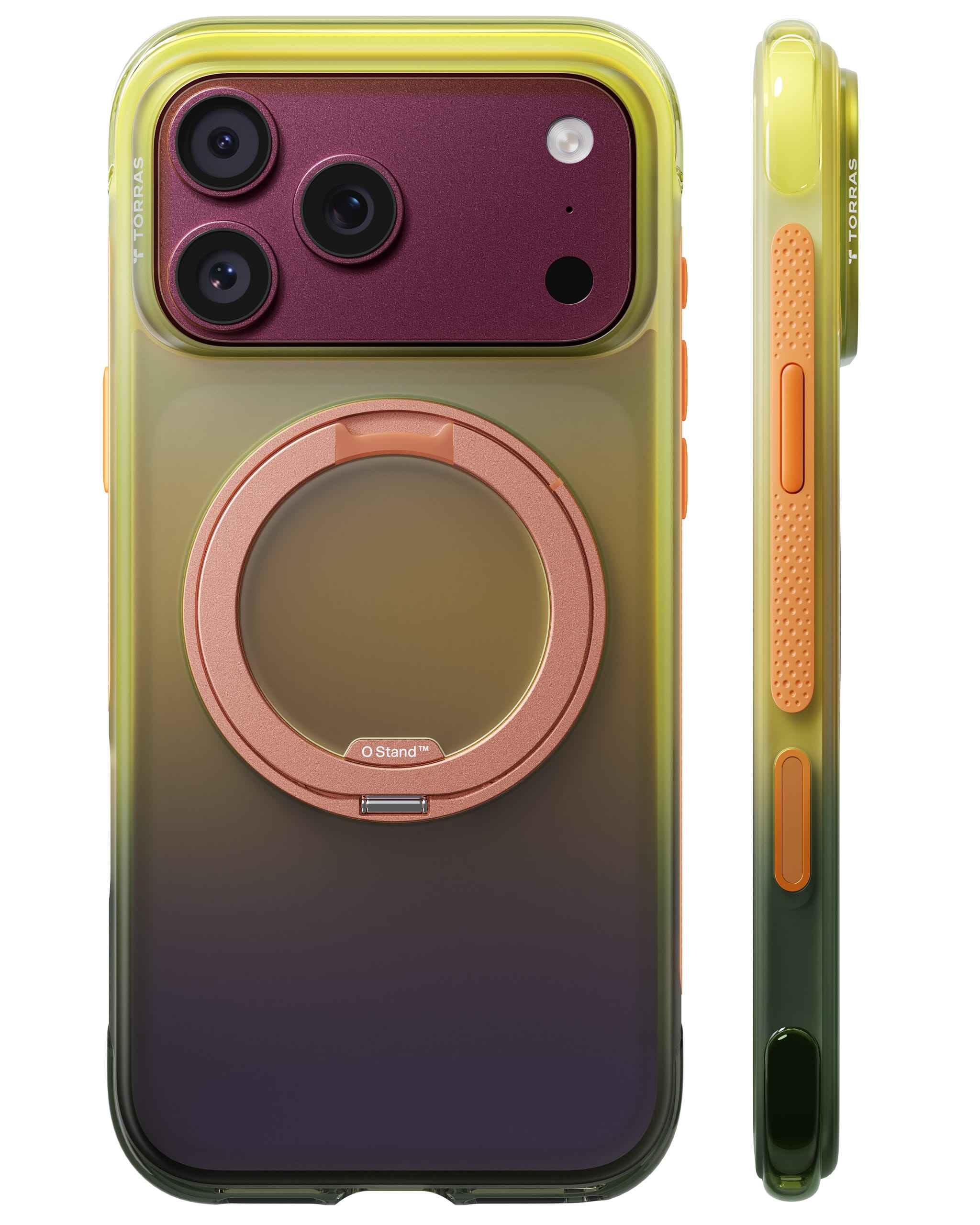 TORRAS iPhone 2026 Pro 用 ケース MagSafe対応 360°回転スタンド 縦横両対応 ワイヤレス充電 日常の記録・撮影に最適 軽量 耐衝撃 指紋防止 Ostand O3 Air【エアバッグ保護・自然に溶け込むグラデーション】
